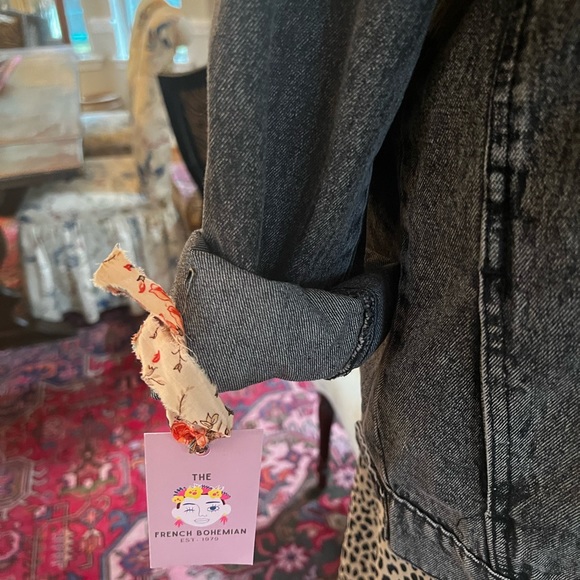 Reworked Black Boho Stonewashed Denim Jacket - Picture 10 of 14